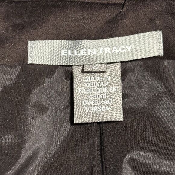 Ellen Tracy Velvet Blazer Women's Size 10 Chocolate Brown Career Business - Picture 3 of 4